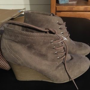 Suede ankle boots wedge heels